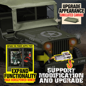 toylefun RC Military SUV open hood reveals detailed engine area for immersive play