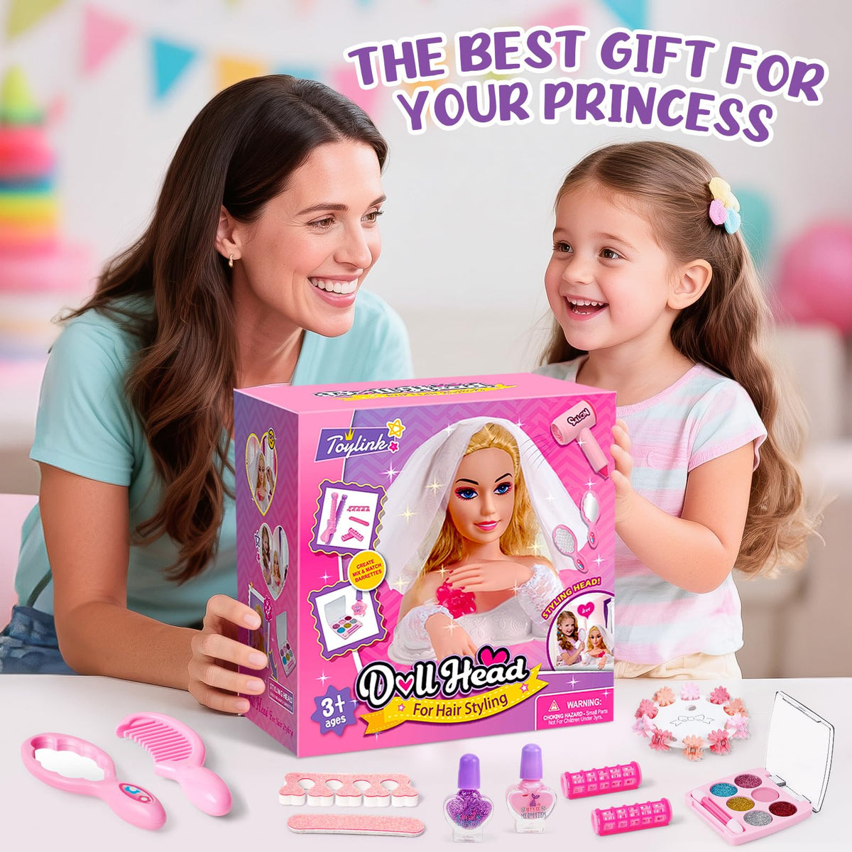 Toylink doll head eyeshadow-lipstick palette inspires playful makeup looks.