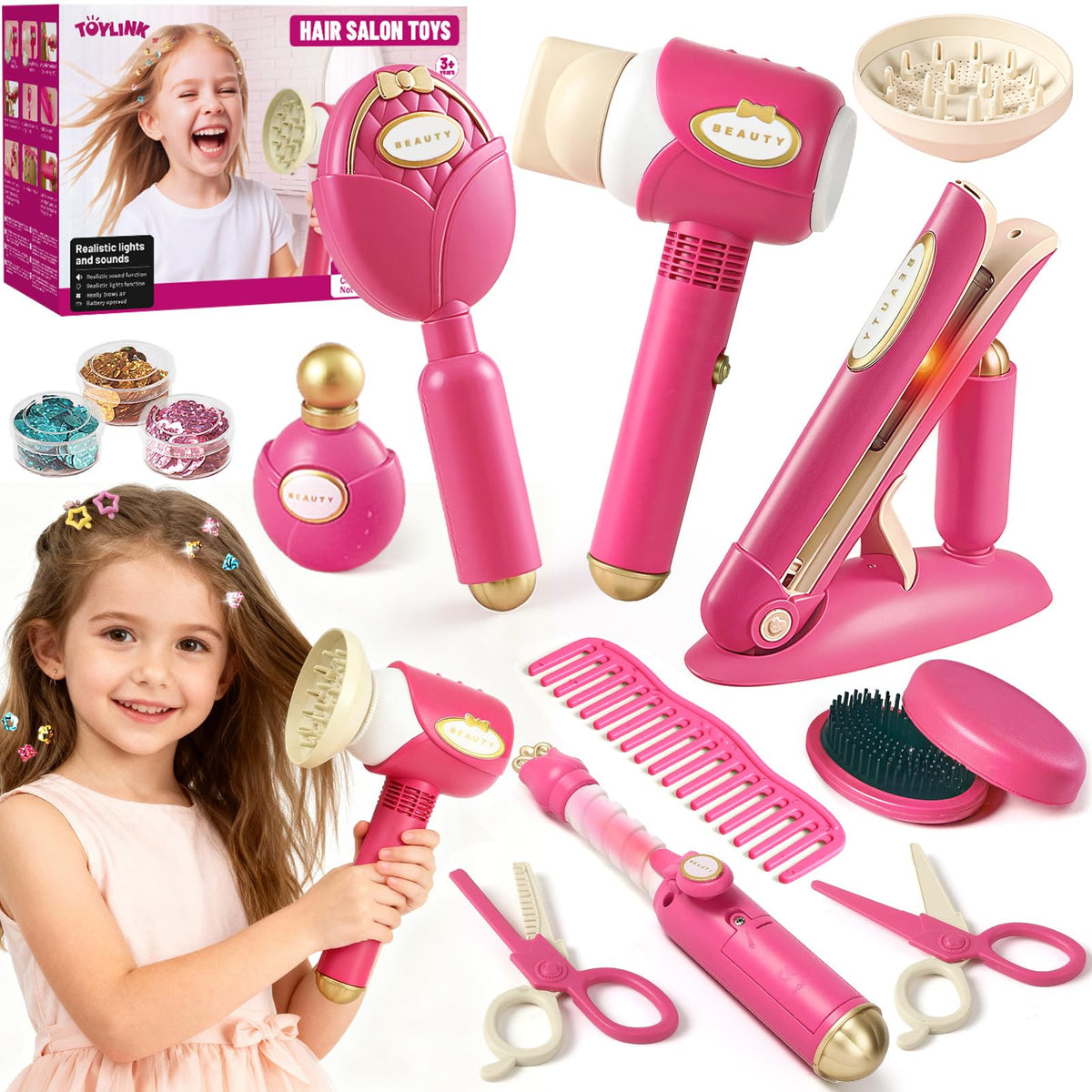 Toylink Hair Salon 21pc kit for imaginative play and creative styling.