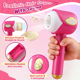 Toylink curling iron and light-up straightener simulate heat for fashion styling.