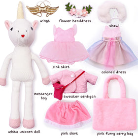 Toylink unicorn doll with furry shawl for cozy storytelling.