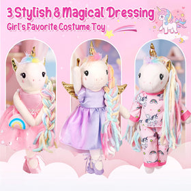 Toylink unicorn doll in pink dress for creative styling