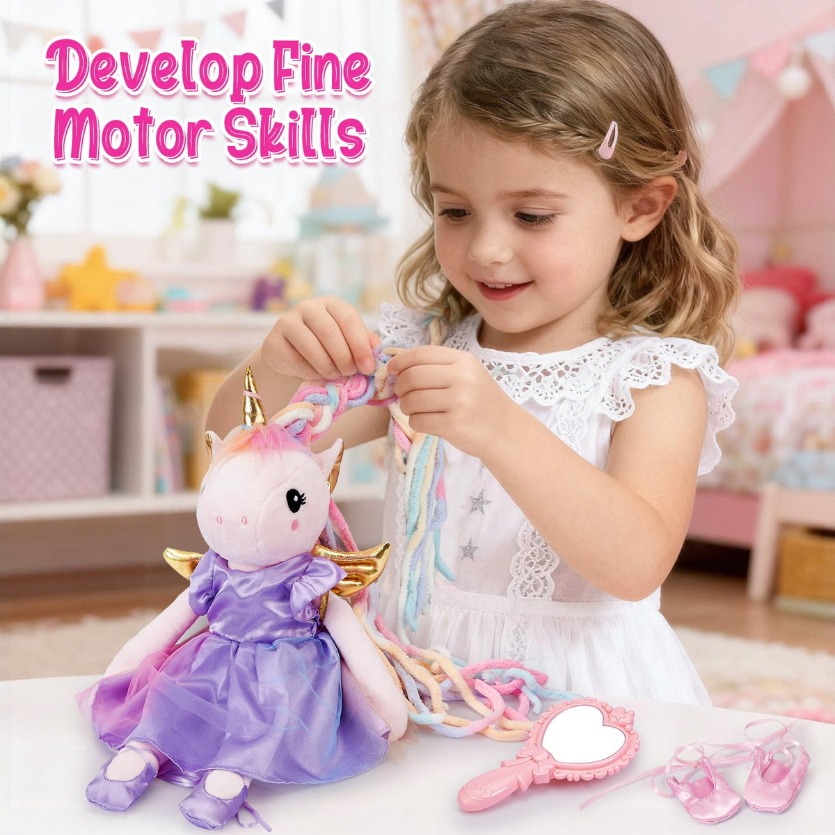 Toylink unicorn purple ballet shoes with dress-up ensemble