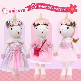 Toylink unicorn doll wearing sweater cardigan for stylish play.