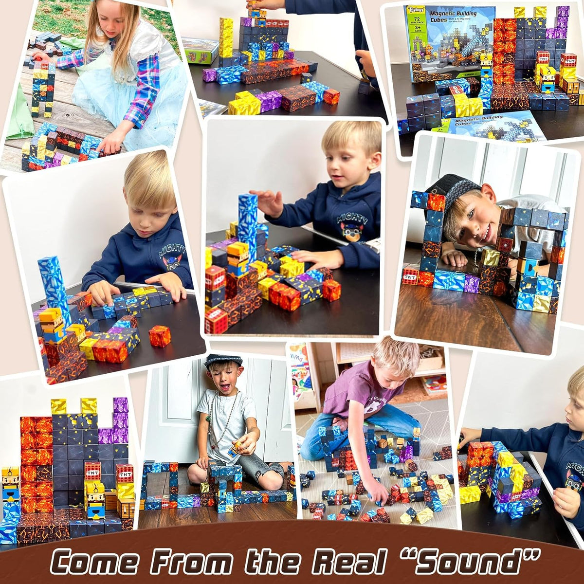 Toylogy blocks with rounded edges ensure toddler-safe magnetic play.