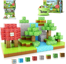 Toylogy Large Magnetic Blocks create a forest castle for imaginative play and spatial learning