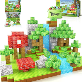 Toylogy large magnetic blocks form a forest castle to boost spatial thinking and creativity.