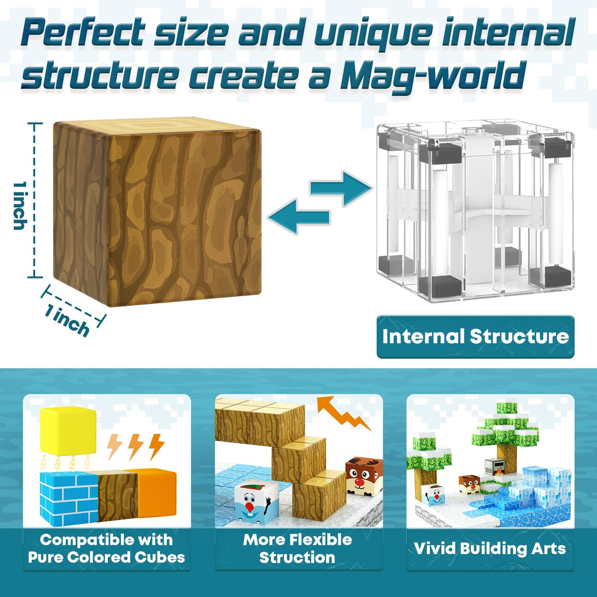 Toylogy magnetic blocks show ice windows and a furnace motif for cozy story scenes.