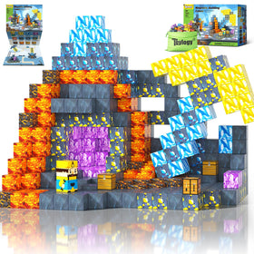 Toylogy Mine World Pickaxe Edition blocks—colorful magnets for imaginative mining adventures.