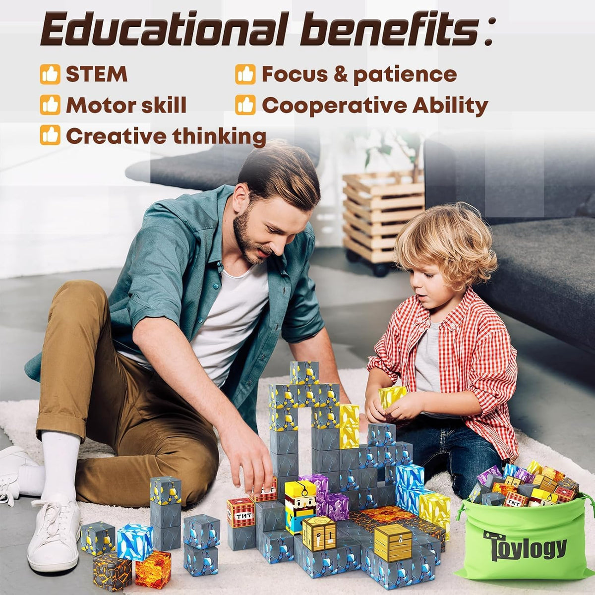 Toylogy Magnetic Blocks Portable Educational Kit ideal for road trips and on-the-go learning.
