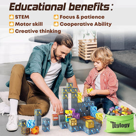 Toylogy Magnetic Blocks Portable Educational Kit ideal for road trips and on-the-go learning.