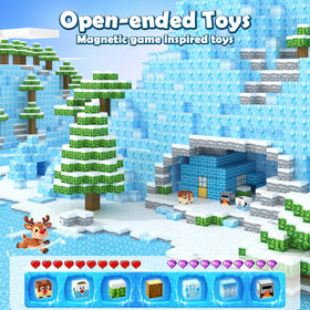 Toylogy magnetic blocks feature a snowman pattern to boost imagination and fine motor skills.
