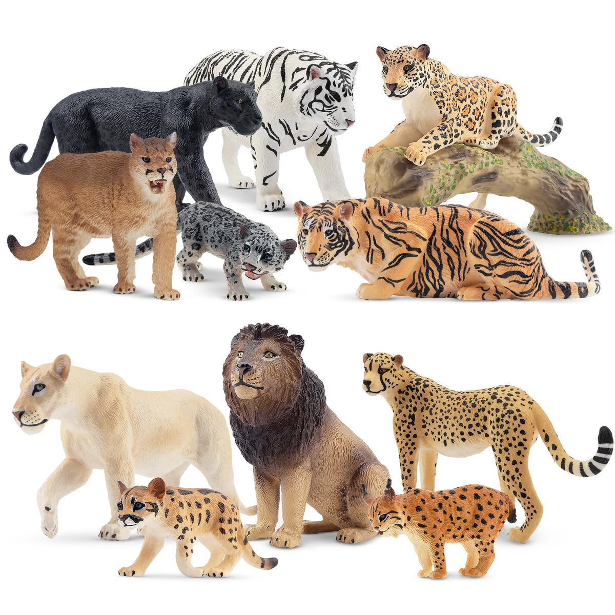 Toymany big cat walking white lioness figurine for imaginative safari play and cake toppers