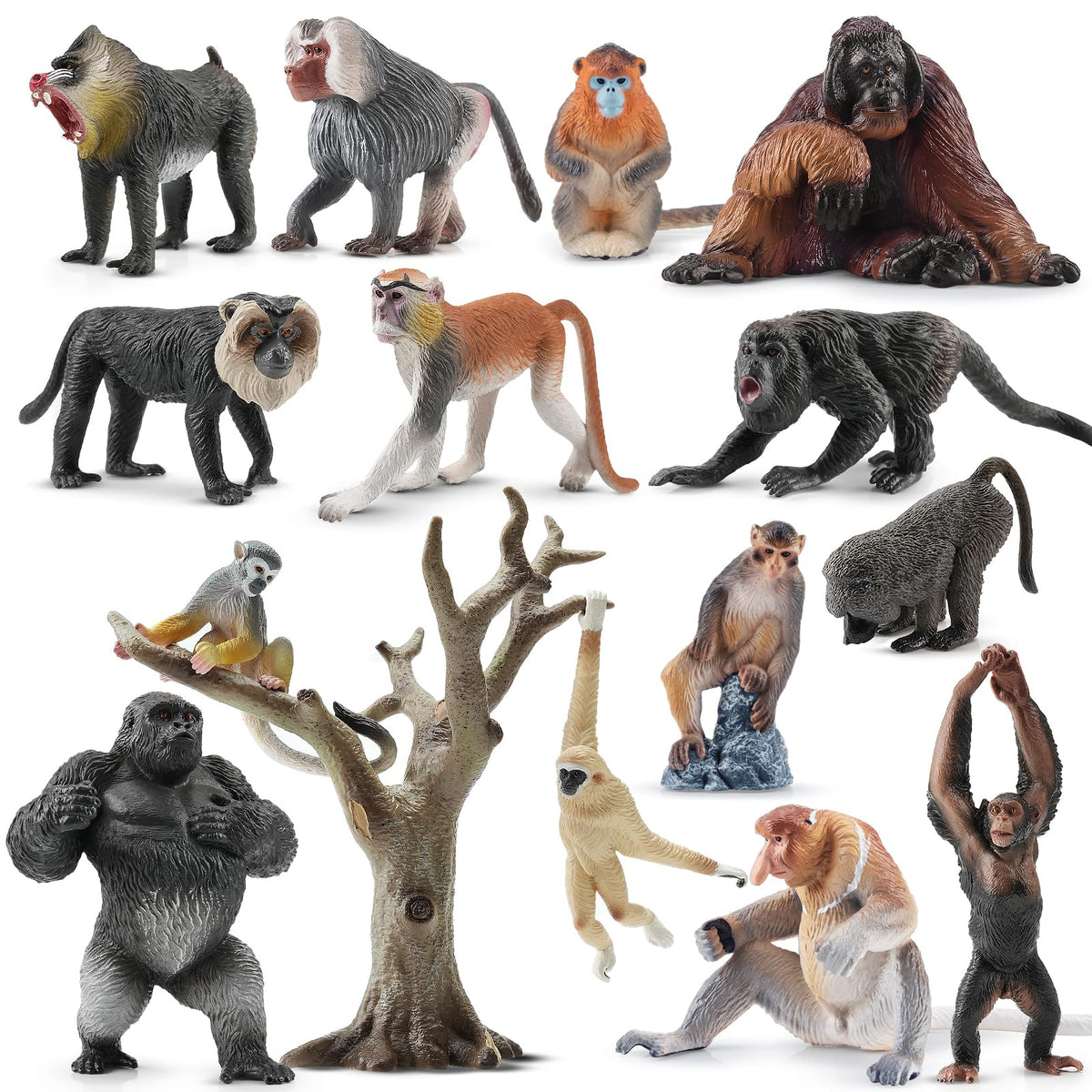 Toymany gorilla figure from the 15PCS set boosts imaginative wildlife play.