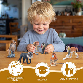 Toymany olive baboon figure supports group-play and wildlife education at home.