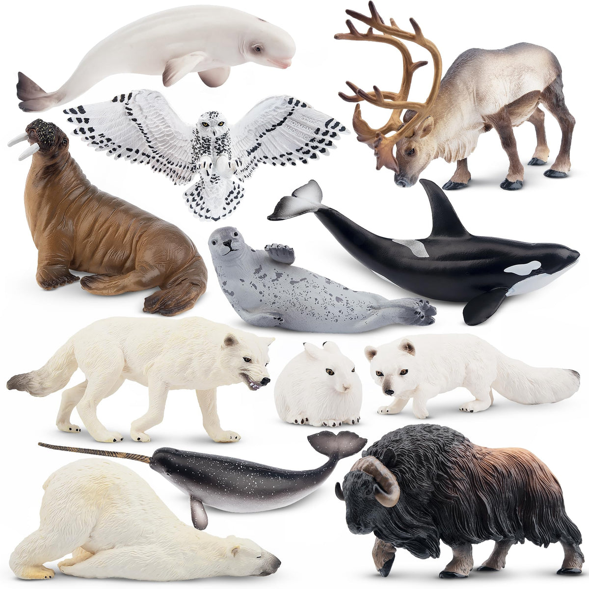 Toymany polar bear figure close-up, durable PVC for lasting interactive play