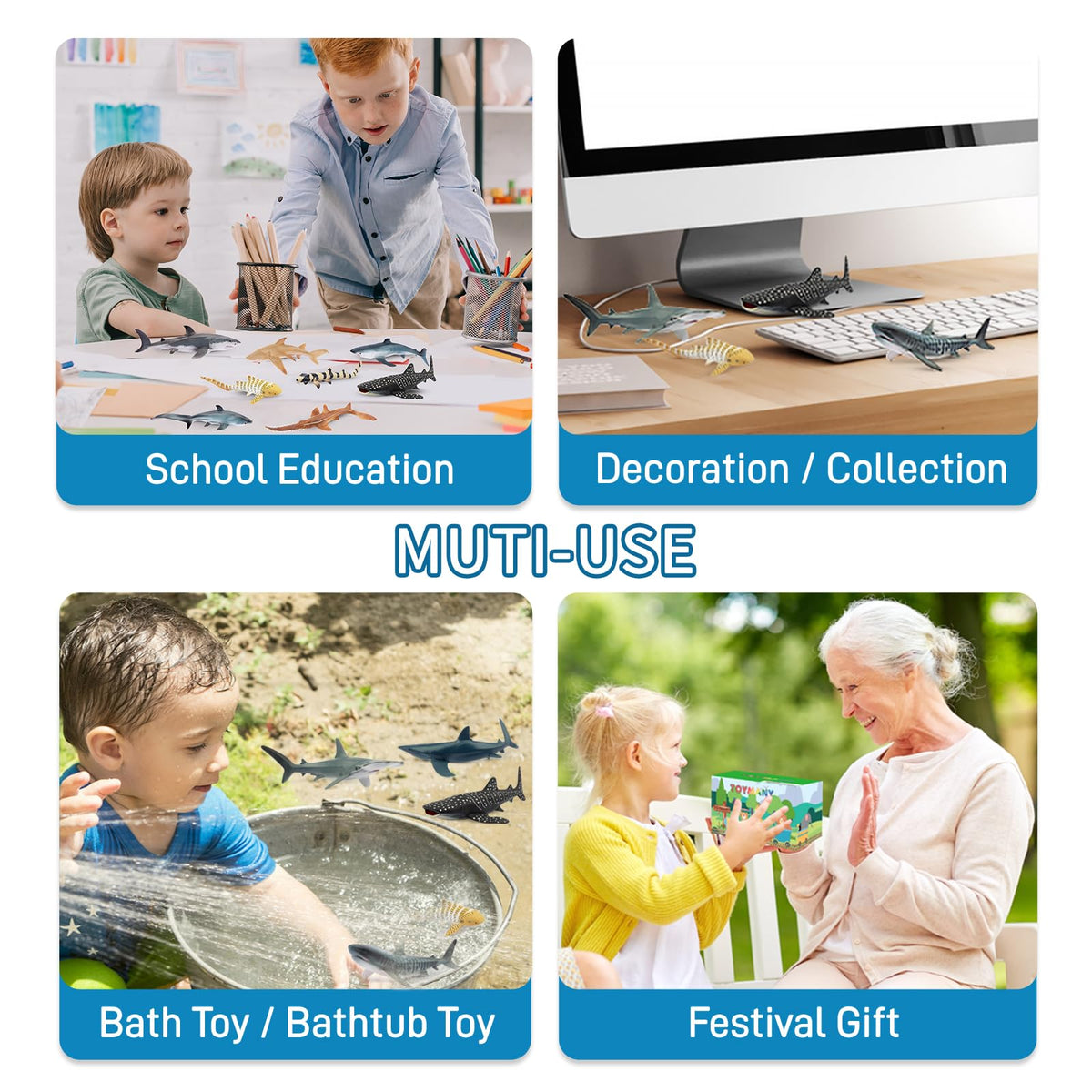 Toymany Thresher Shark figurine for storytelling and ocean-themed crafts.