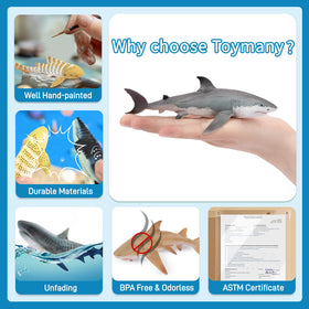 Toymany Zebra Shark mini-figurine ideal for sensory play and cake toppers.
