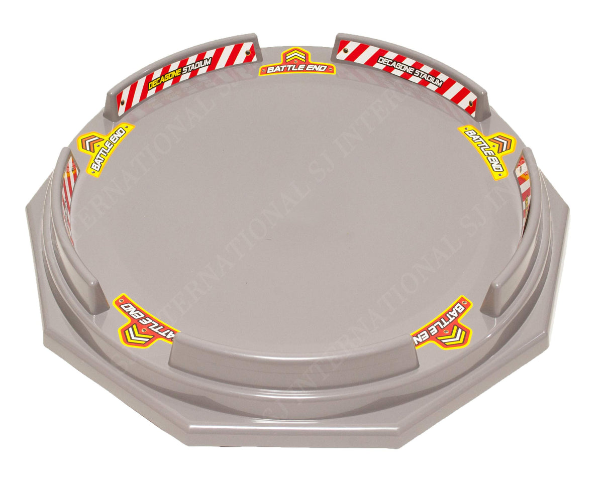 TOYMECA Decagon Battling Tops Stadium front view shows a large arena for four to six players.
