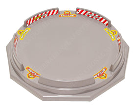 TOYMECA Decagon Battling Tops Stadium front view shows a large arena for four to six players.