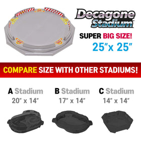 TOYMECA Decagon Battling Tops Stadium ready-for-gifting shows weekend fun for kids and families.