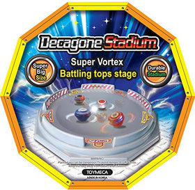 TOYMECA Decagon Battling Tops Stadium top view highlights space for competitive tops battles.