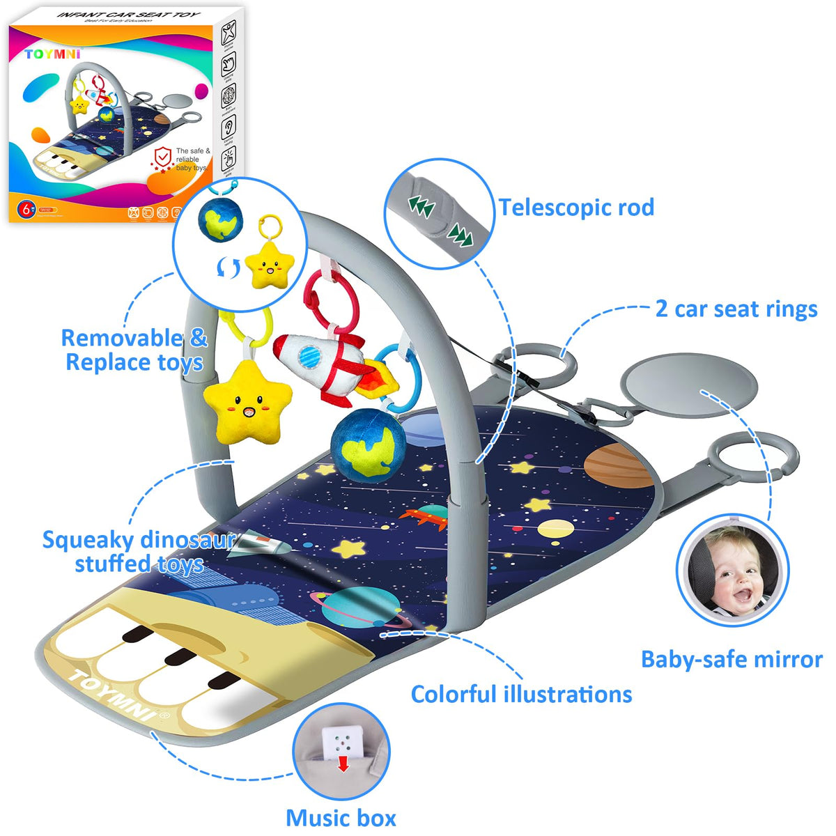TOYMNI rear-facing car-seat toy setup promotes calm trips.