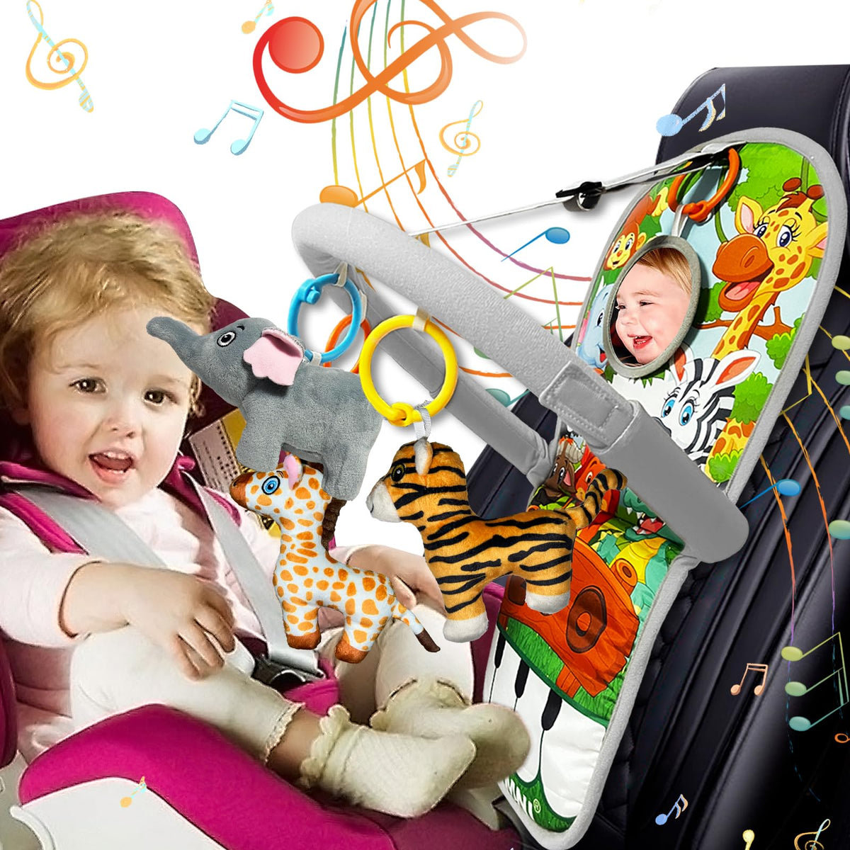 TOYMNI pedal piano car-seat arc engages baby during travel