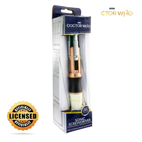 Toynk Doctor Who 11th Doctor sonic screwdriver prop spring action shown in play pose.