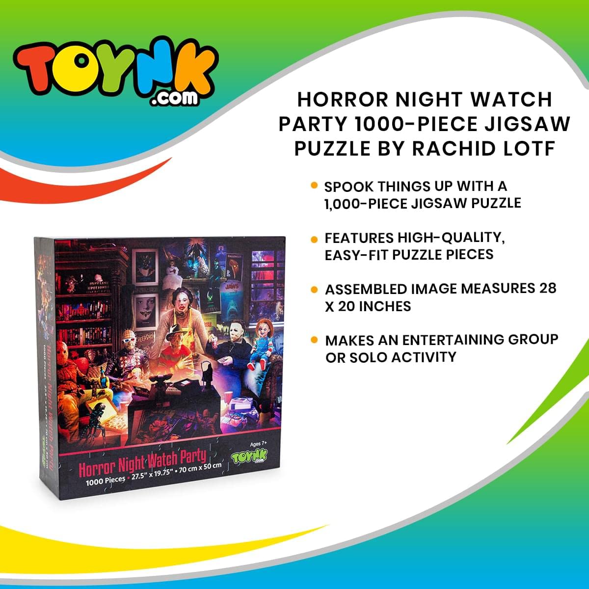 Toynk Horror Night Watch Party group solve supports solo or social puzzle fun.