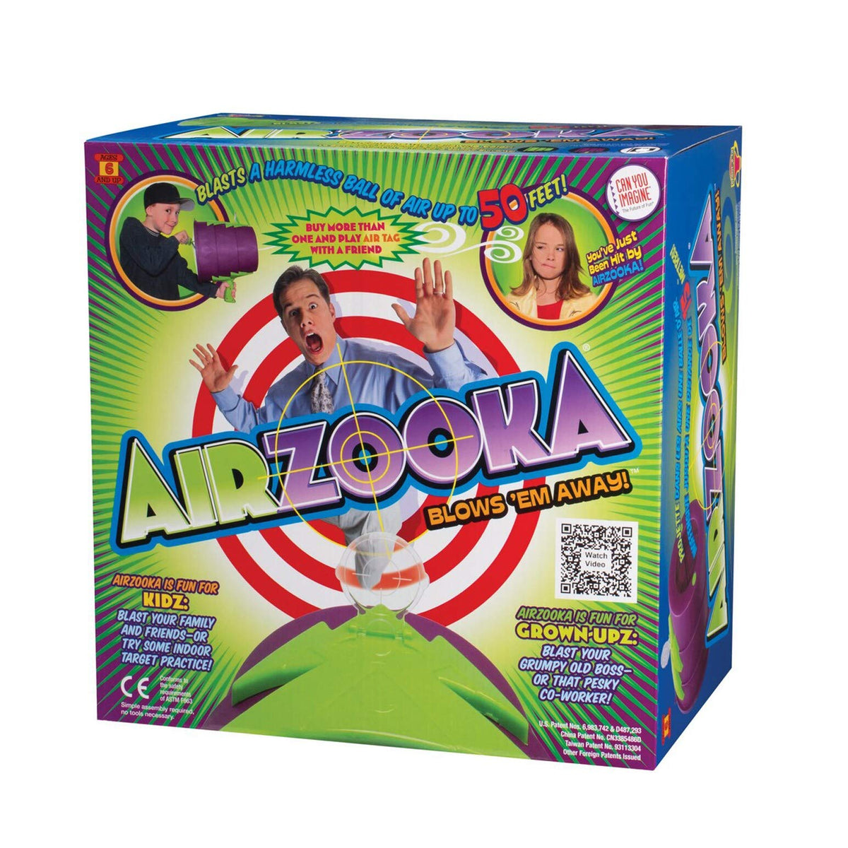 Toysmith Airzooka color options blue green orange magenta diversify play