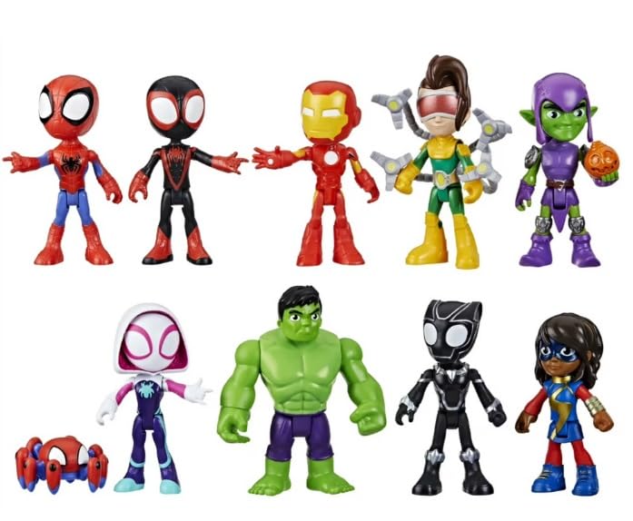 Toys+ Marvel Spidey 10-pack figures for imaginative play and display.