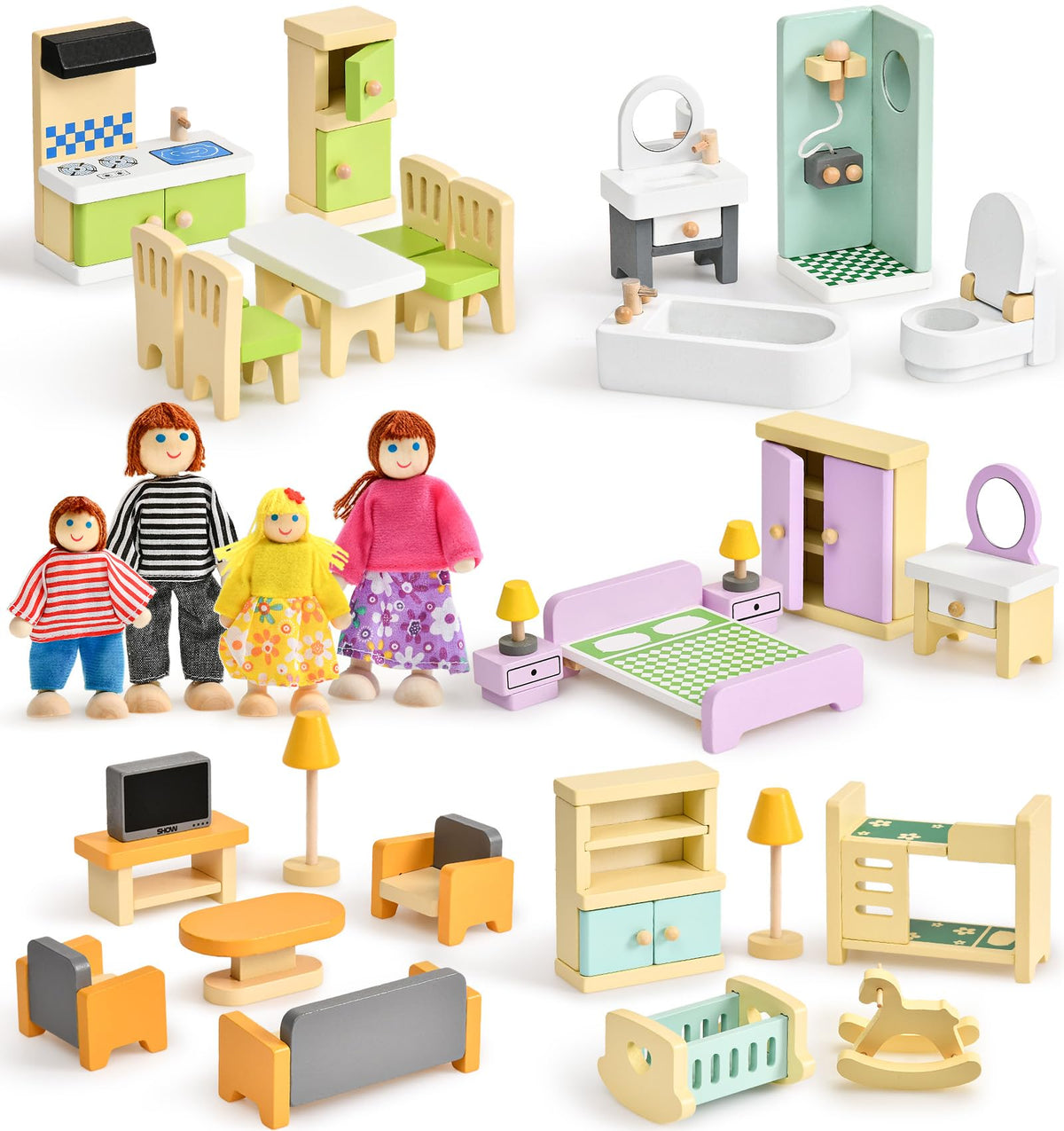 Toyssa dollhouse kitchen with fridge and stove for realistic pretend play