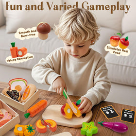 Toyssa four-category wooden foods to help kids sort and categorize