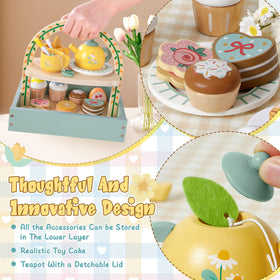 Toyssa wooden tea set wooden pieces designed for little hands and safe handling