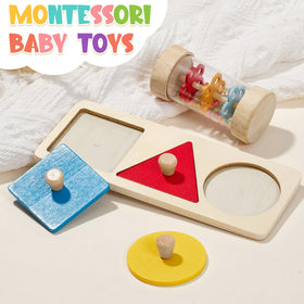 Toyssa square shape puzzle helps hand-eye coordination with chunky, easy-fit pieces.
