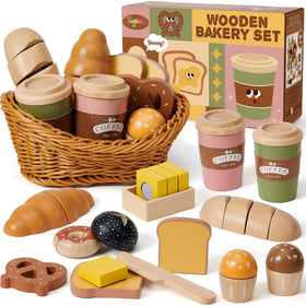 Toyssa wooden play food baguette for imaginative kitchen play