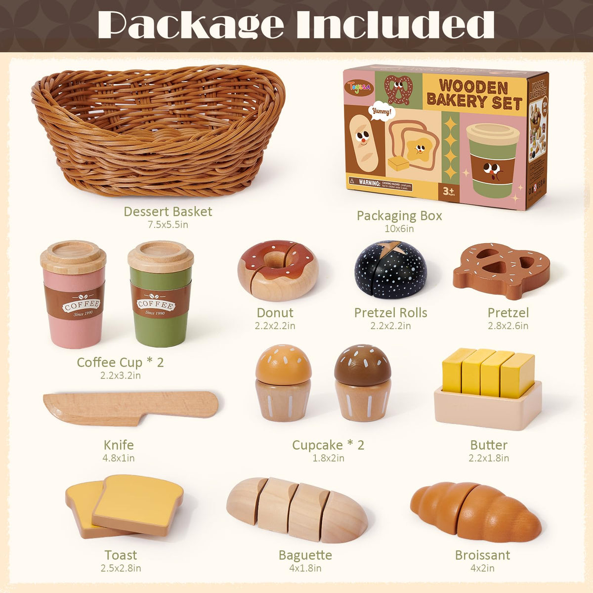 Toyssa wooden coffee cups for interactive pretend cafe moments