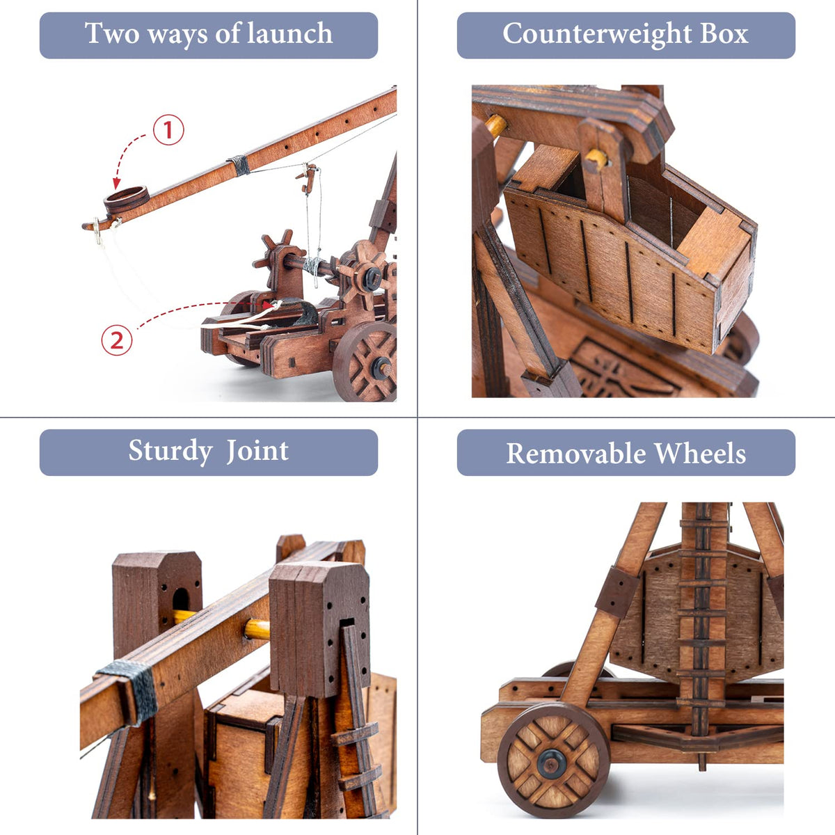 Toystub mini trebuchet model on desk; decorative and hands-on.