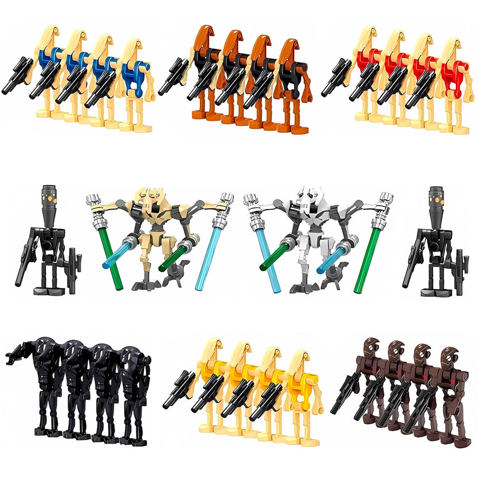 Toysvill Battle Robots set: generals and droids minifigures with weapons for imaginative play