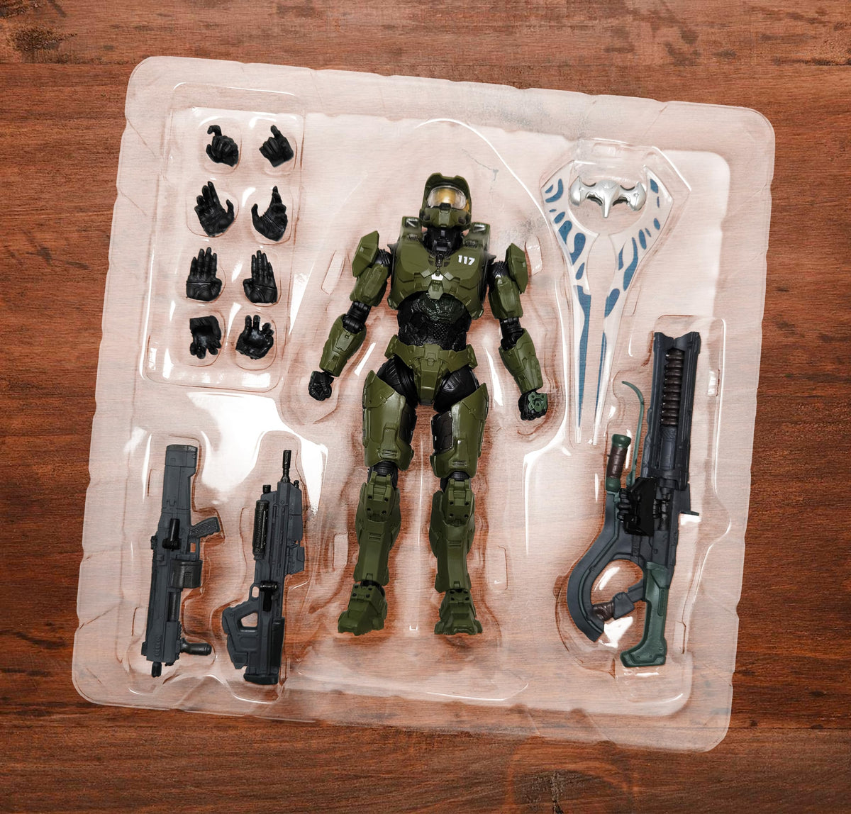 Toysvill Master Chief-inspired 8.7-inch armor detail highlighting game-accurate textures.