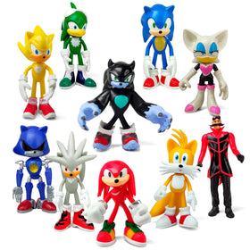 Toysvill Sonic hedgehog figures 10-pcs set, perfect cake toppers for birthdays