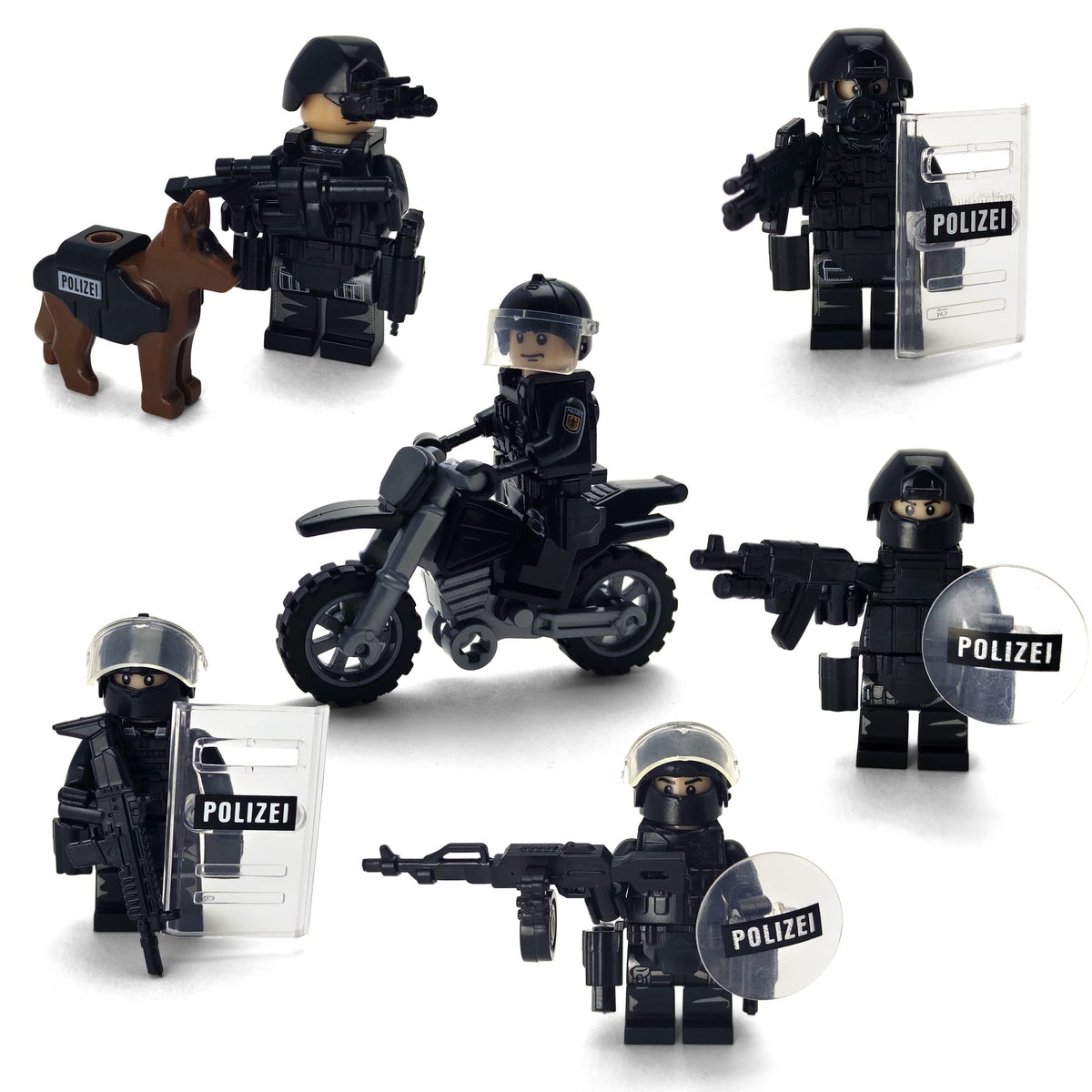 Toysvill SWAT motorcycle and figures enable dynamic chase and action scenes.