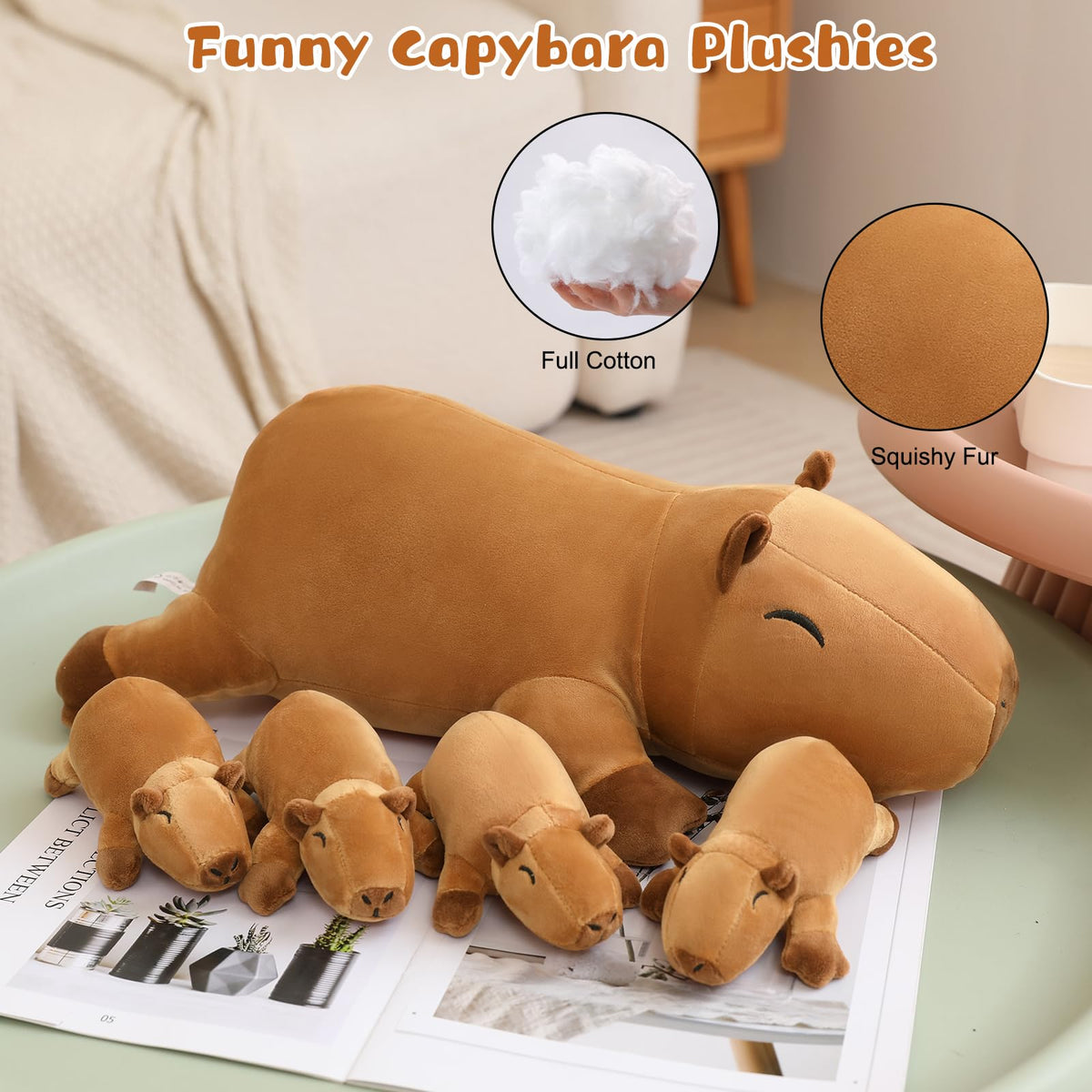 TOYSYM Capybara plush multi-use support for back and neck comfort.