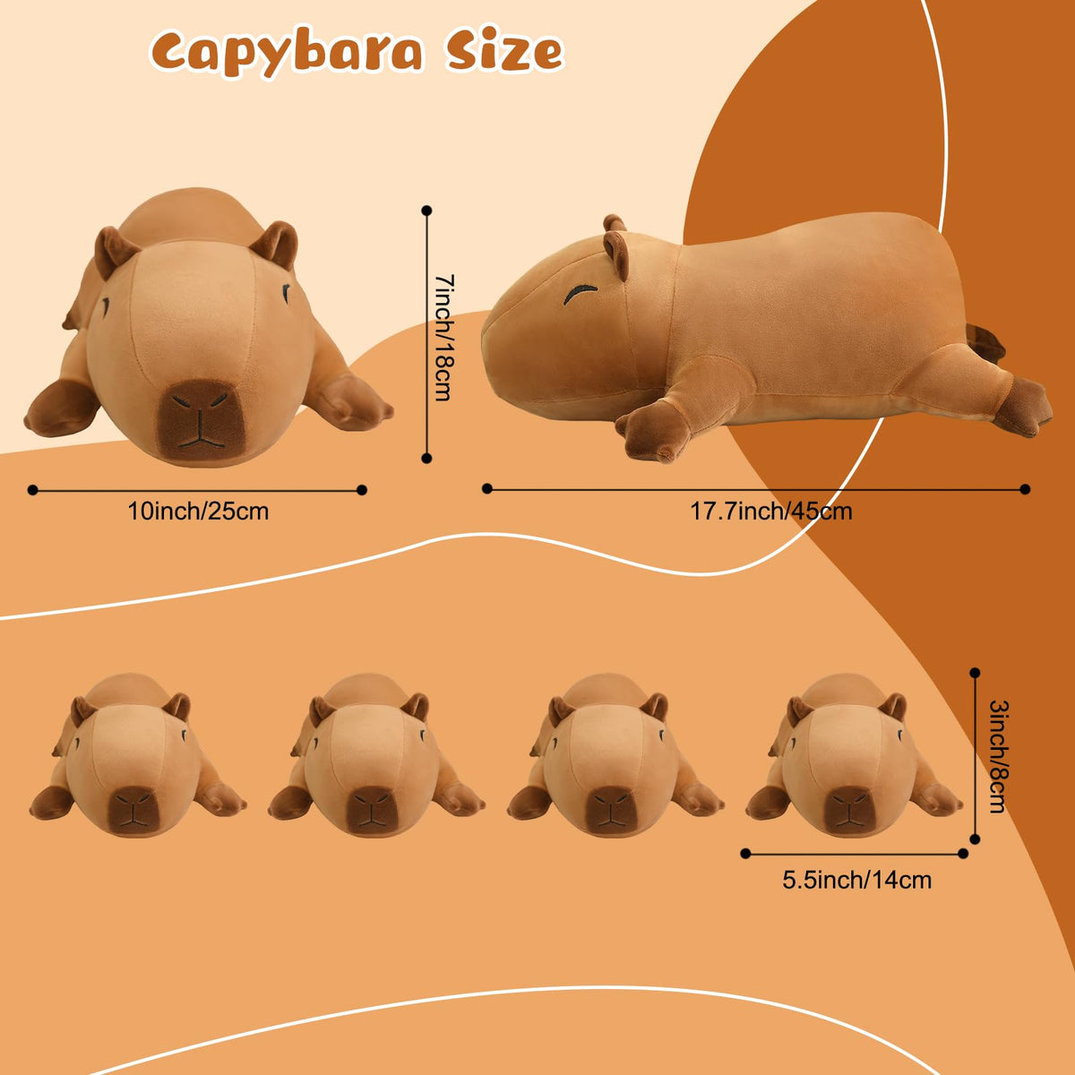 TOYSYM Capybara plush in a hug-ready pose for cozy snuggles.