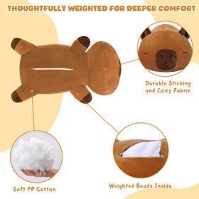 TOYSYM weighted capybara pillow, ideal for squeezing during stress.