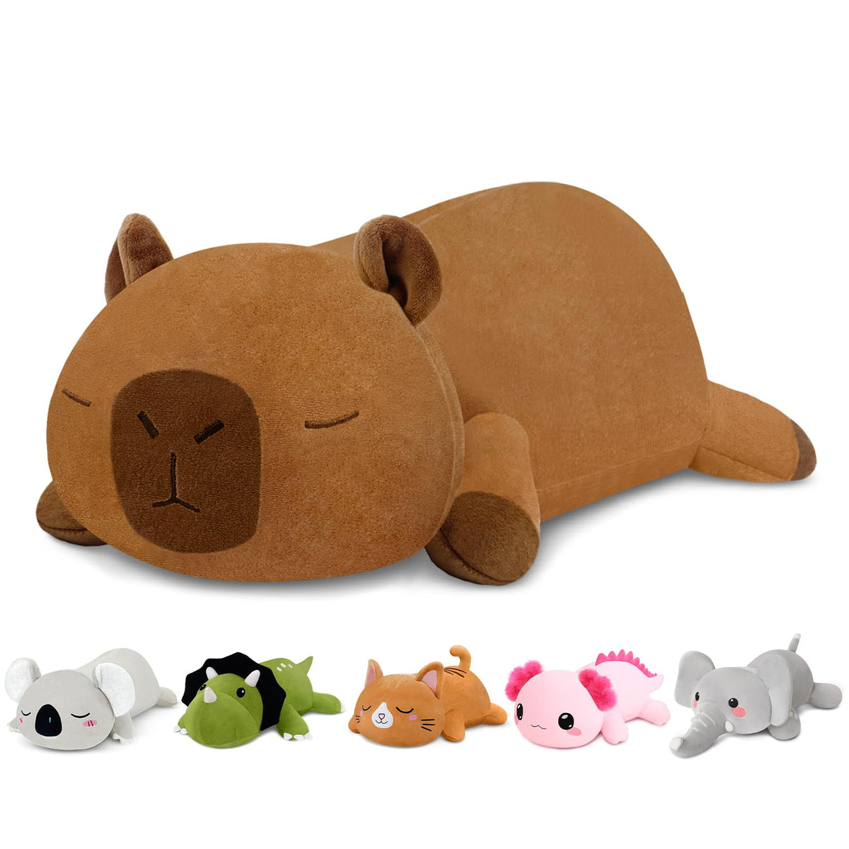 TOYSYM capybara weighted plush, cozy cuddle buddy for relaxation.
