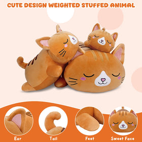 TOYSYM orange cat pillow plush showing soft fabric texture.