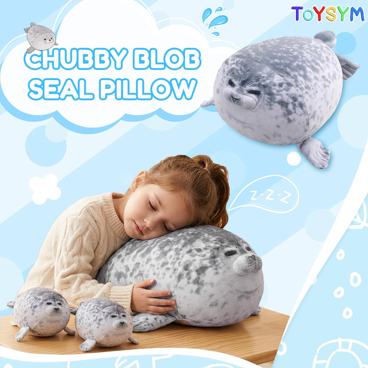 TOYSYM Chubby Seal Pillow fabric close-up highlights soft plush material