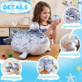 TOYSYM Chubby Seal Pillow four babies inside the tummy